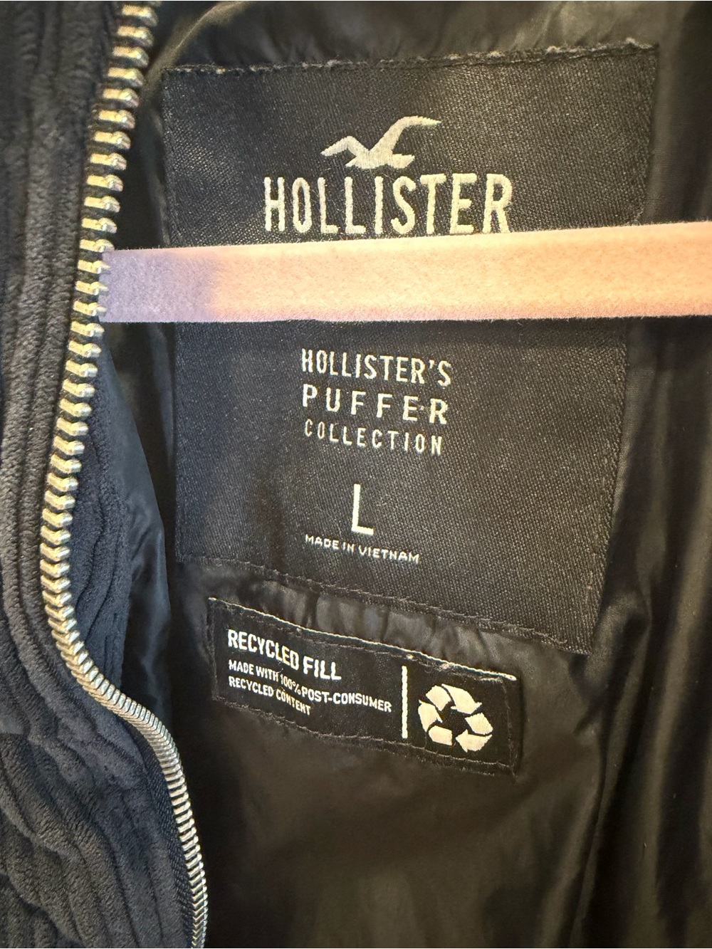 Hollister Black corduroy Quilted Puffer Jacket
